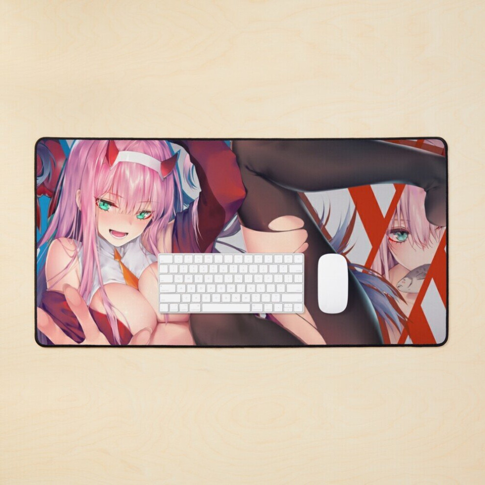 Desk Mat Waifu Zero Two Darling In The Franxx Ecchi Large Gaming Mouse Pad 35X16 Inch 7802738331530