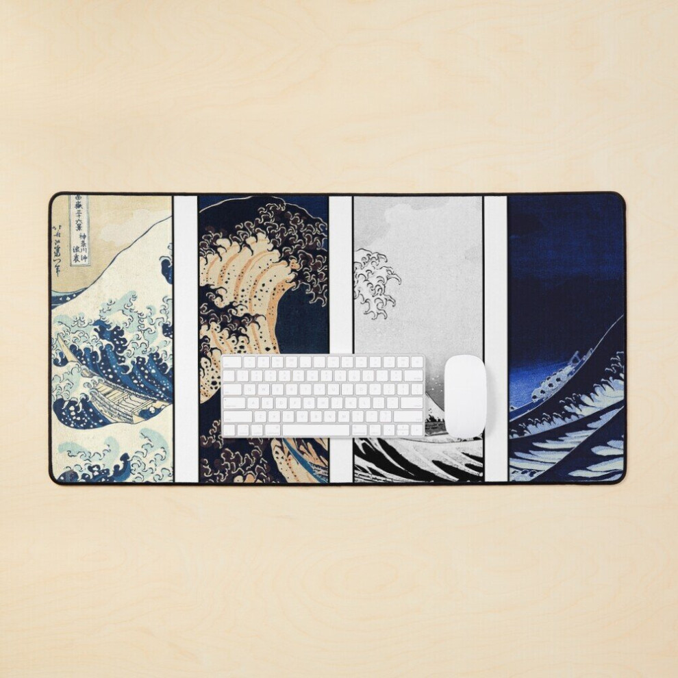 Desk Mat Great Wave Off Kanagawa Color Glitch Large Gaming Mouse Pad 35X16 Inch 7802738321494