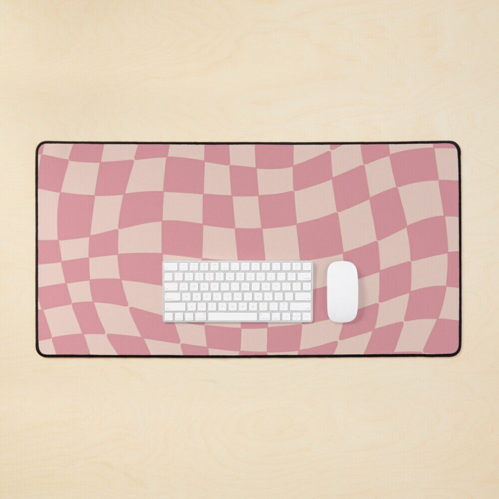 Desk Mat Checkered Large Gaming Mouse Pad 35X16 Inch Pink 7802738364460