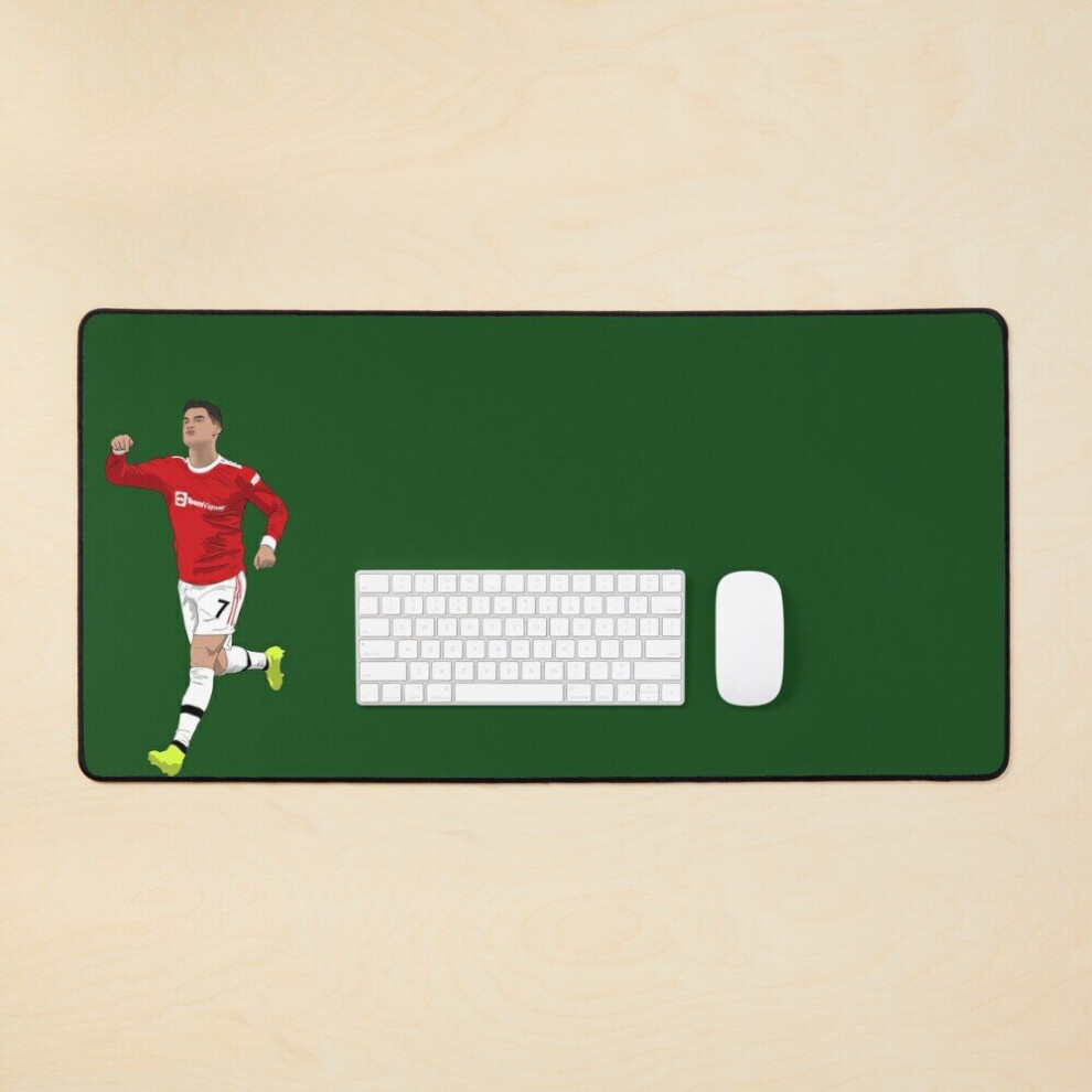 Desk Mat Cristiano Ronaldo Right Here Goal Celebration Large Gaming Mouse Pad 35X16 Inch 7802738396683
