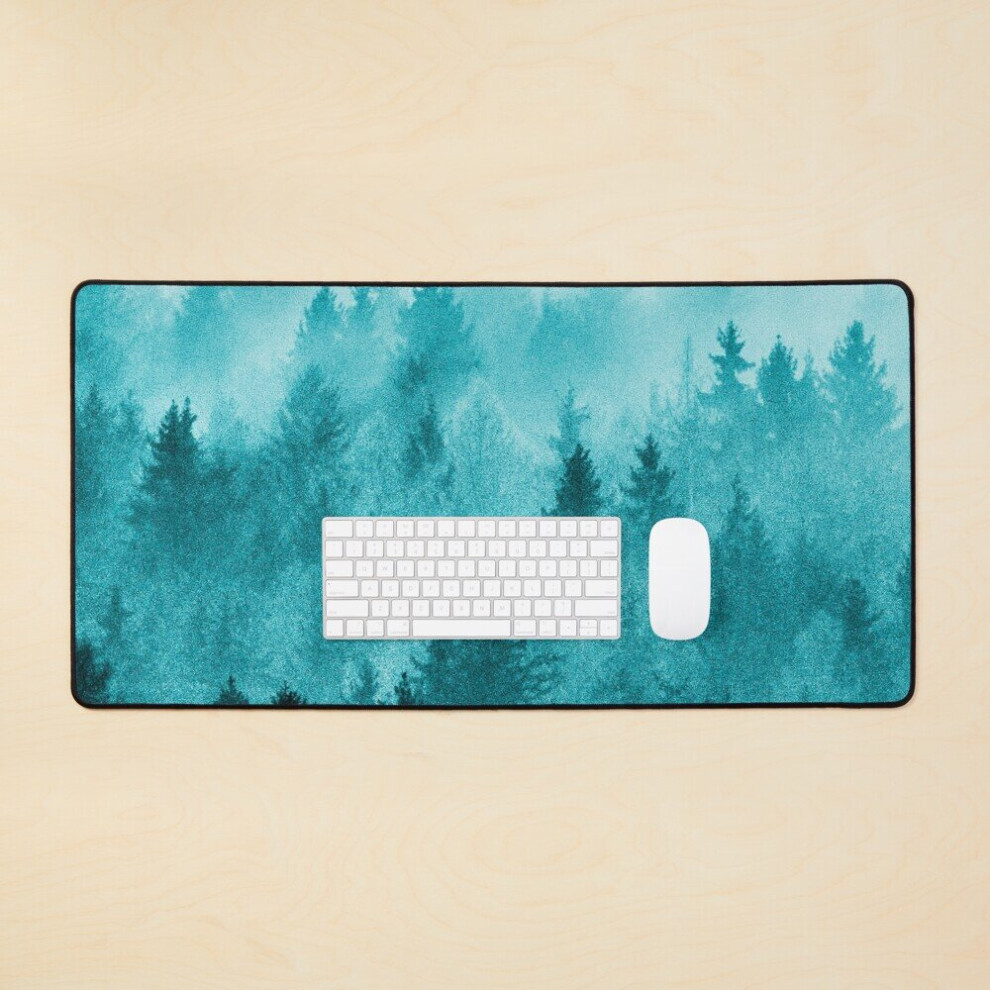 Desk Mat Gradient Forest In Large Gaming Mouse Pad 35X16 Inch Cyan 7802738376012