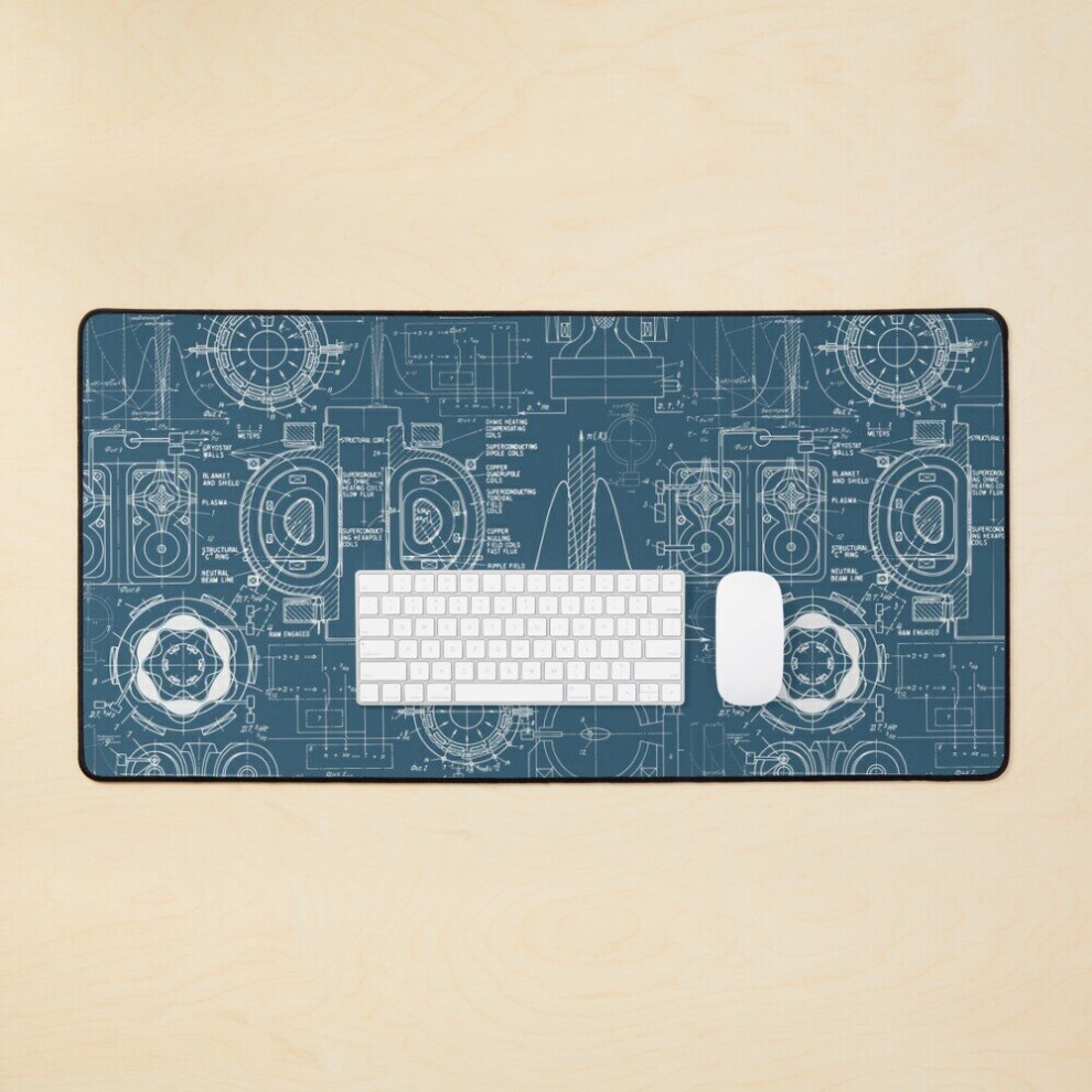 Desk Mat Schematic Image Of Tokamak, A Fusion Reactor. Print With Drawings And Graphs. The Tokamak Large Gaming Mouse Pad 35X16 Inch 7802738324051