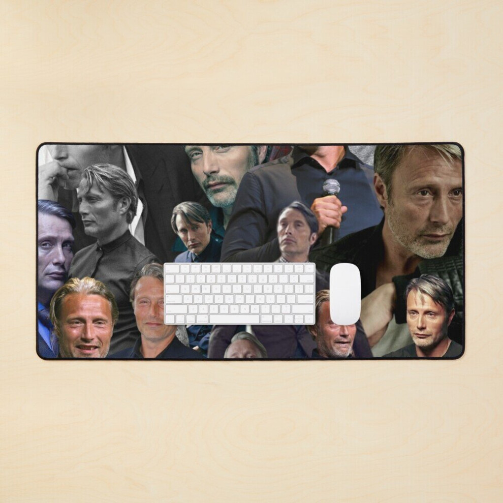 Desk Mat Mads Mikkelsen Photo Collage Large Gaming Mouse Pad 35X16 Inch 7802738355215