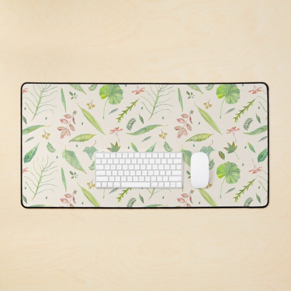 Desk Mat Leaf Study Watercolor Large Gaming Mouse Pad 35X16 Inch 7802738338041