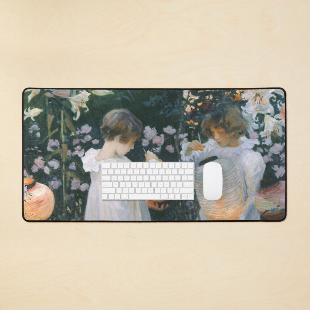 Desk Mat Carnation, Lily, Lily, Rose - John Singer Sargent Large Gaming Mouse Pad 35X16 Inch 7802738361827