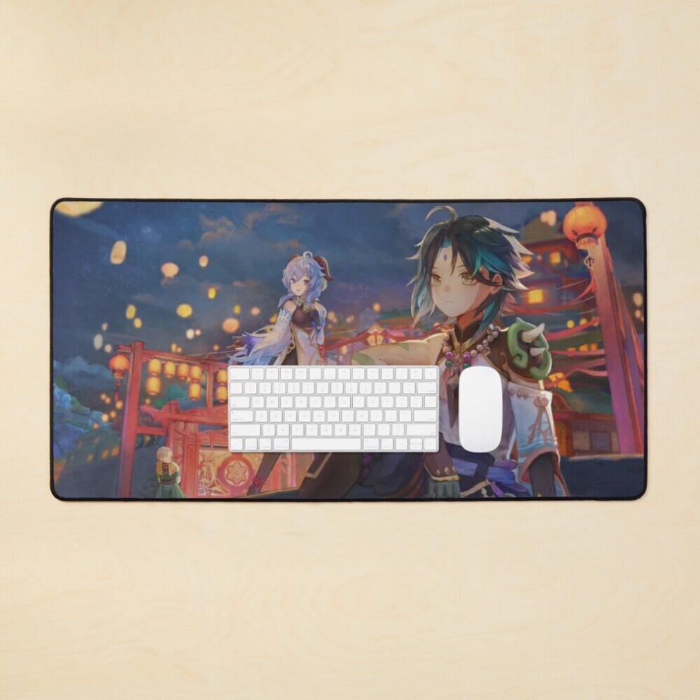 Desk Mat Ganyu And Xiao Genshin Impact Large Gaming Mouse Pad 35X16 Inch 7802738321616