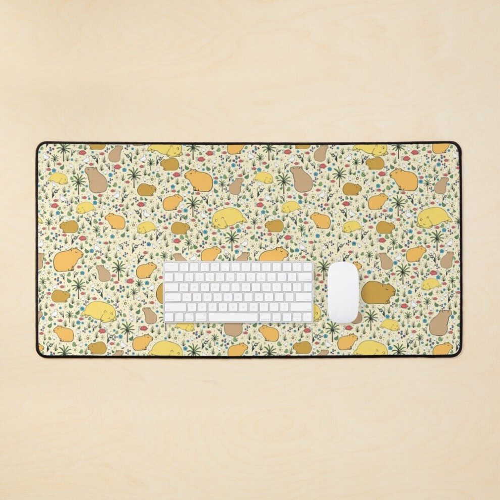 Desk Mat Capybaras In Large Gaming Mouse Pad 35X16 Inch Gold 7802738389760