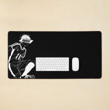 Desk Mat Blue Lock Yoichi Isagi the Egoist World Striker Transparent - Black Large Gaming Mouse Pad 35x16 inch