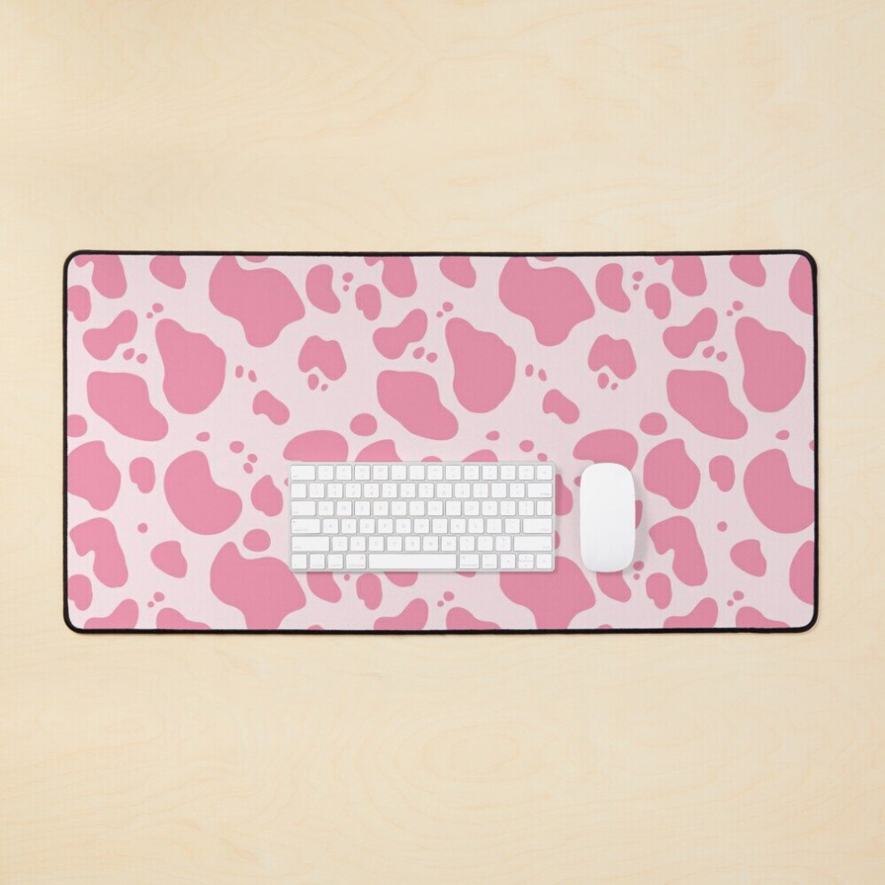 Desk Mat Animal / Strawberry Cow / Large Gaming Mouse Pad 35X16 Inch Pink 7802738338072