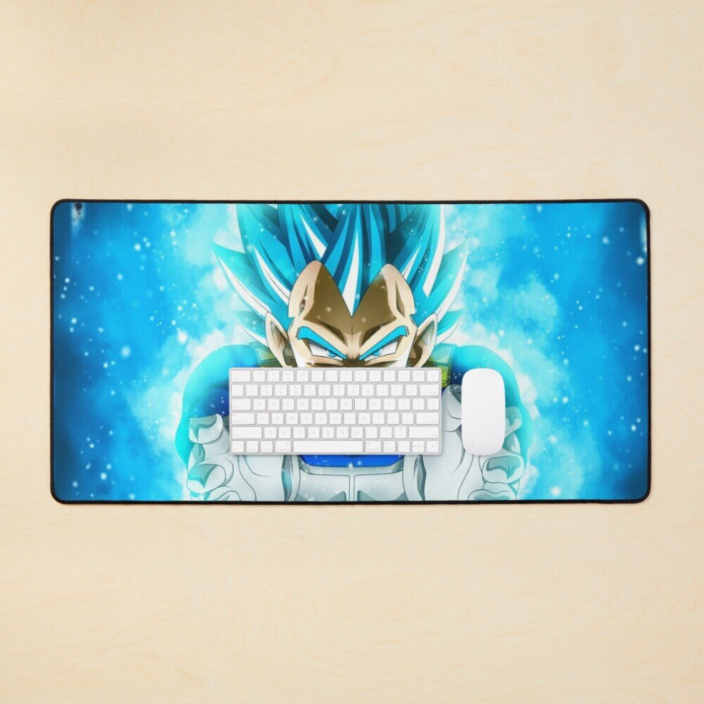 Desk Mat Dragonball Vegeta Ssj Large Gaming Mouse Pad 35X16 Inch Blue 7802738356793