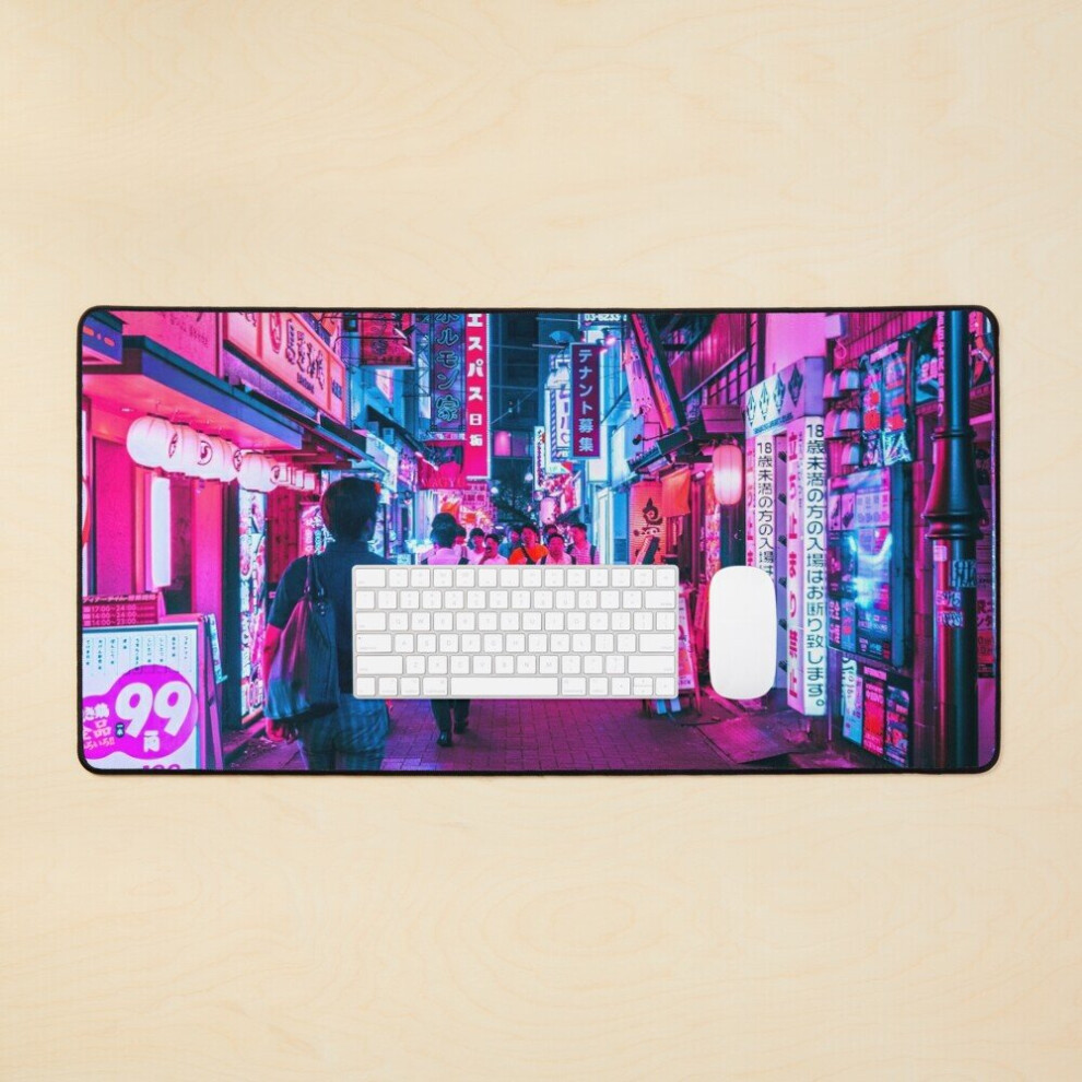 Desk Mat Rushing Into Tokyo's Neon Large Gaming Mouse Pad 35X16 Inch 7802738405217