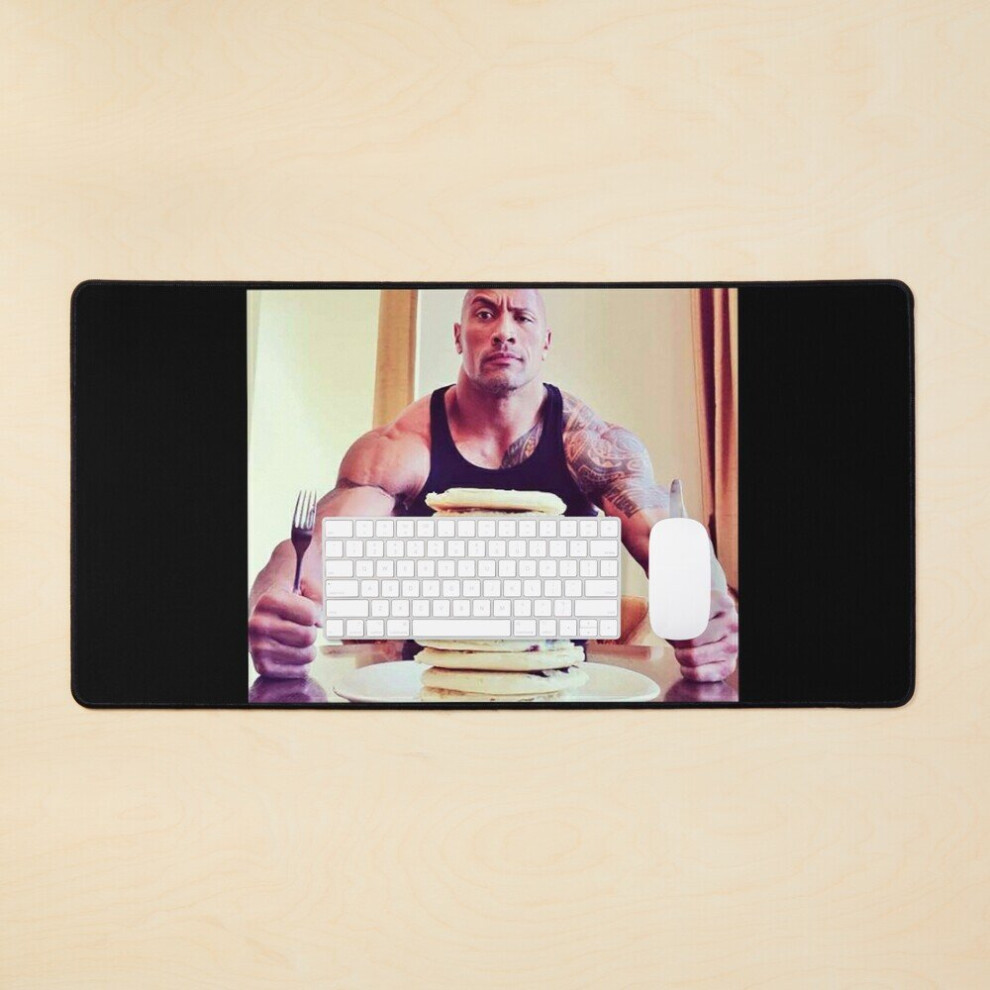 Desk Mat Dwayne The Rock Johnson Eating Blueberry Pancakes Large Gaming Mouse Pad 35X16 Inch 7802738334111