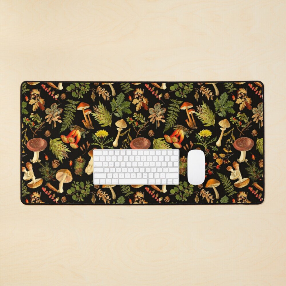 Desk Mat Thanksgiving Mushrooms Harvest Large Gaming Mouse Pad 35X16 Inch 7802738331516