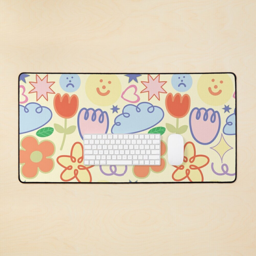 Desk Mat Pastels Random Pattern Large Gaming Mouse Pad 35X16 Inch 7802738341294