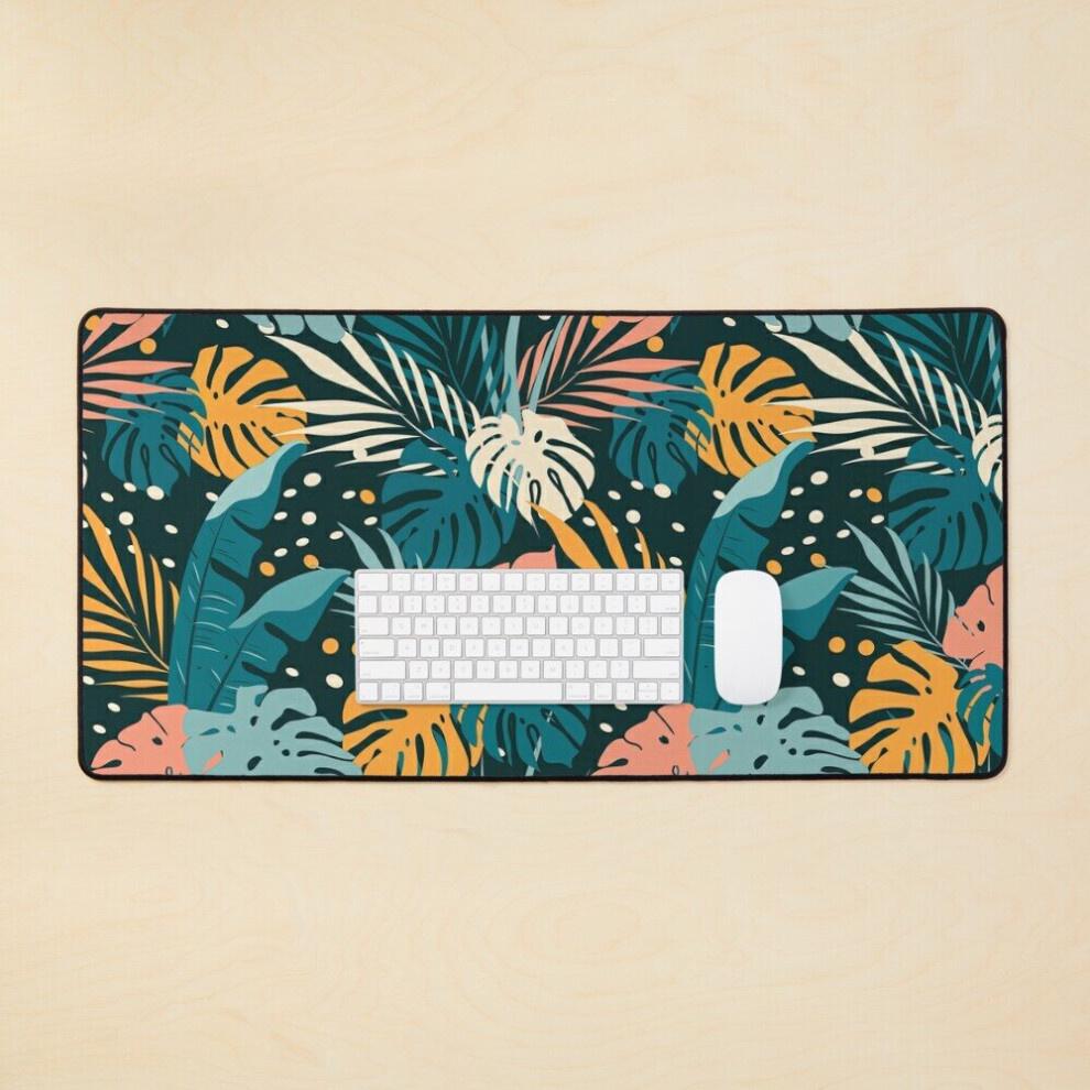 Desk Mat Monstera Leafs Pattern, Monstera Pattern, Tropical Monstera Pattern Large Gaming Mouse Pad 35X16 Inch 7802738335330