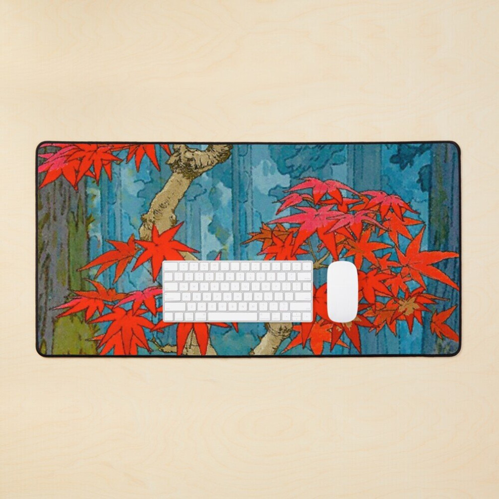 Desk Mat Nishigi's Goddess - Nature Ukiyo Landscape In Large Gaming Mouse Pad 35X16 Inch Red/Green/Blue 7802738346985