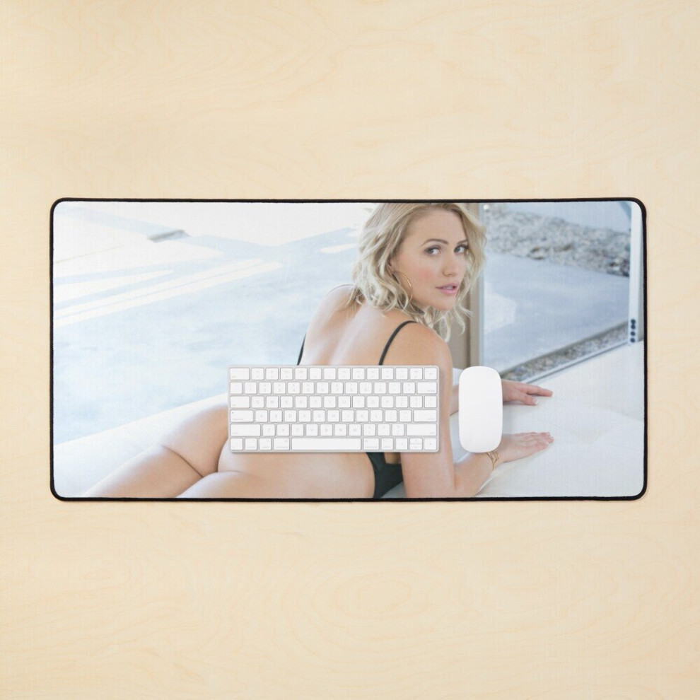 Desk Mat Mia Malkova Posing On The Bed Large Gaming Mouse Pad 35X16 Inch 7802738353358