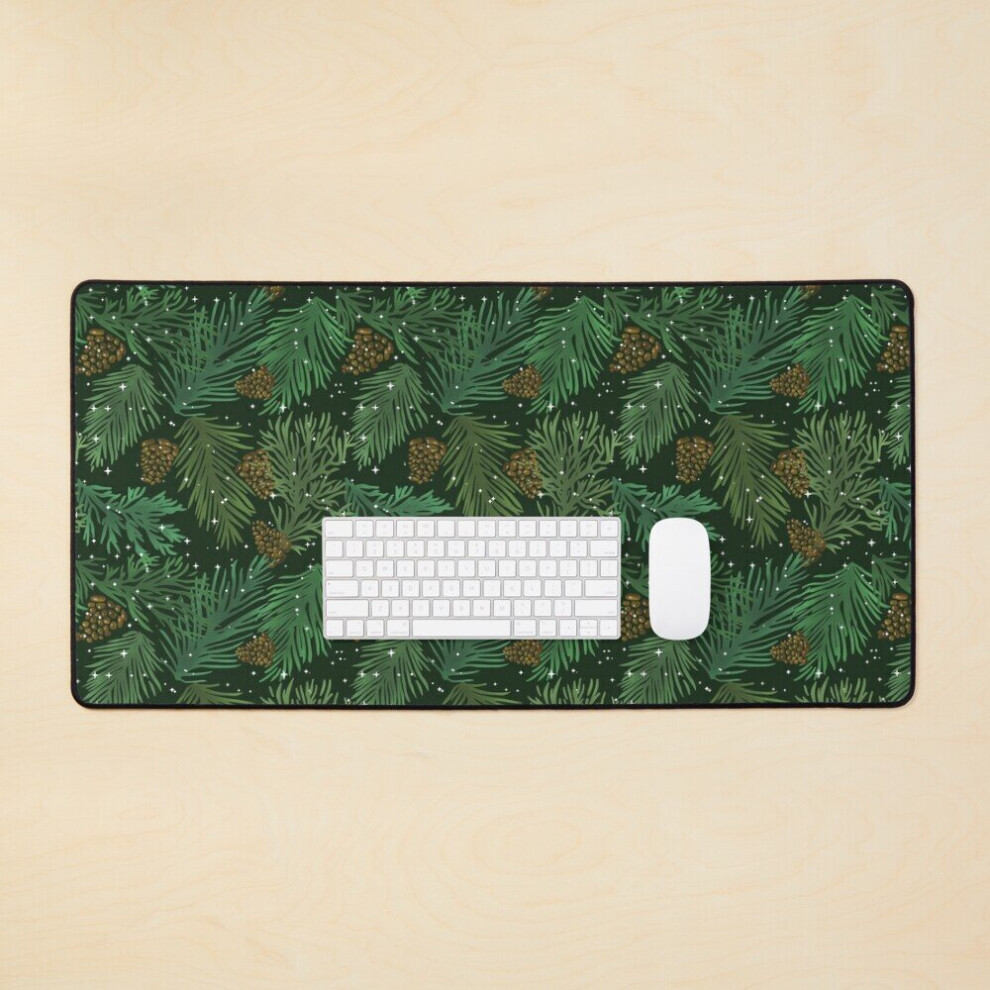 Desk Mat Snow Pine On Background Large Gaming Mouse Pad 35X16 Inch Dark/Green 7802738343373