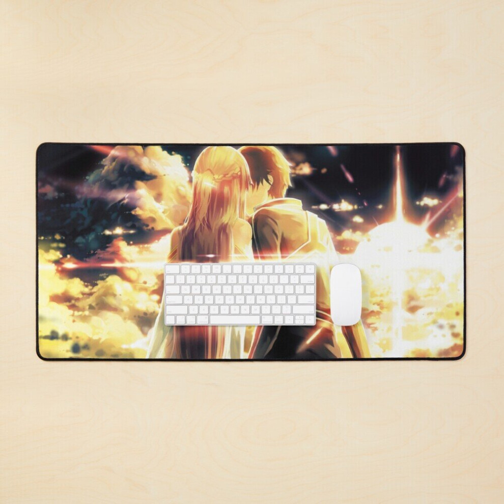Desk Mat Sword Art Online Kirito And Asuna Large Gaming Mouse Pad 35X16 Inch 7802738393897