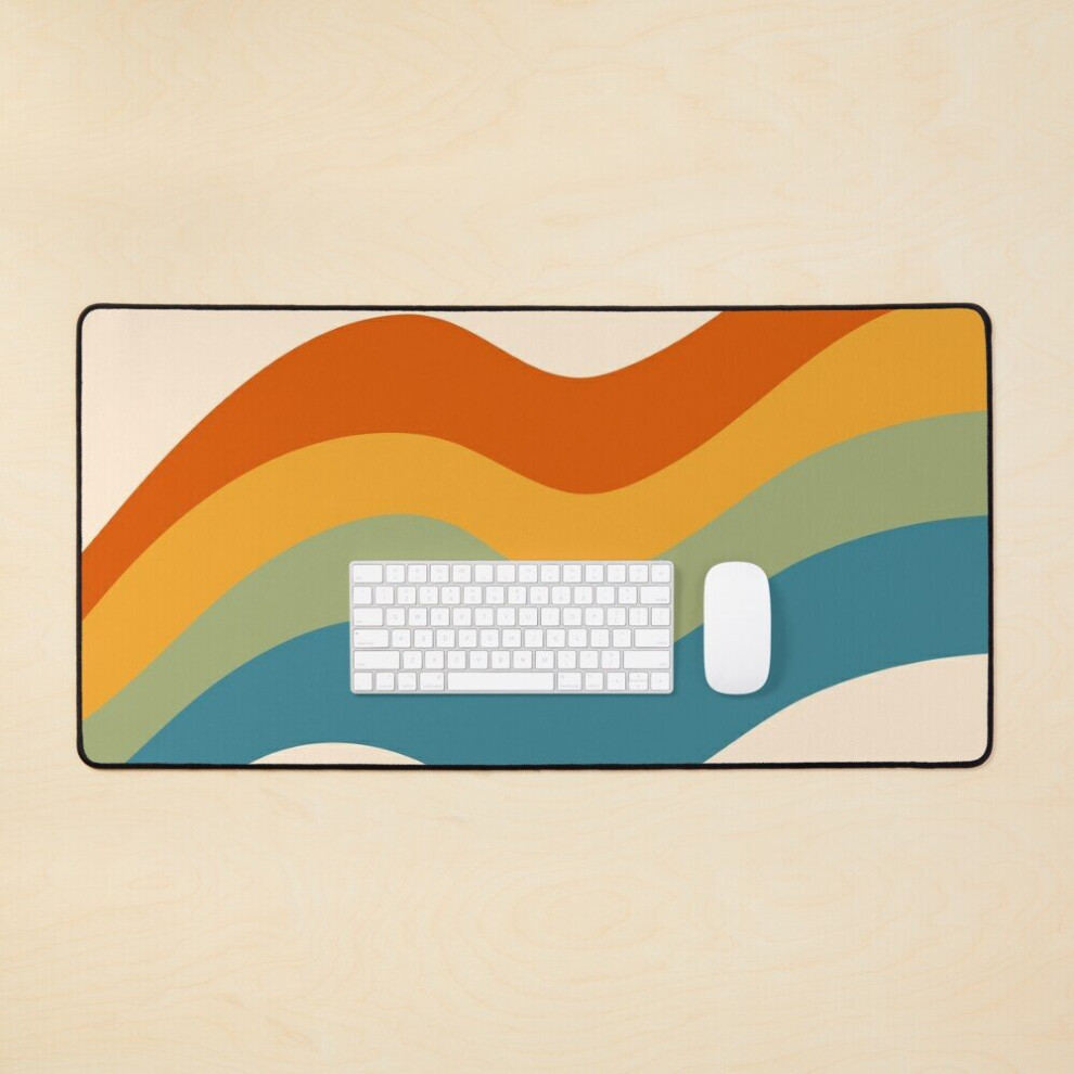 Desk Mat Retro 70S Style Abstract Rainbow Large Gaming Mouse Pad 35X16 Inch 7802738390124