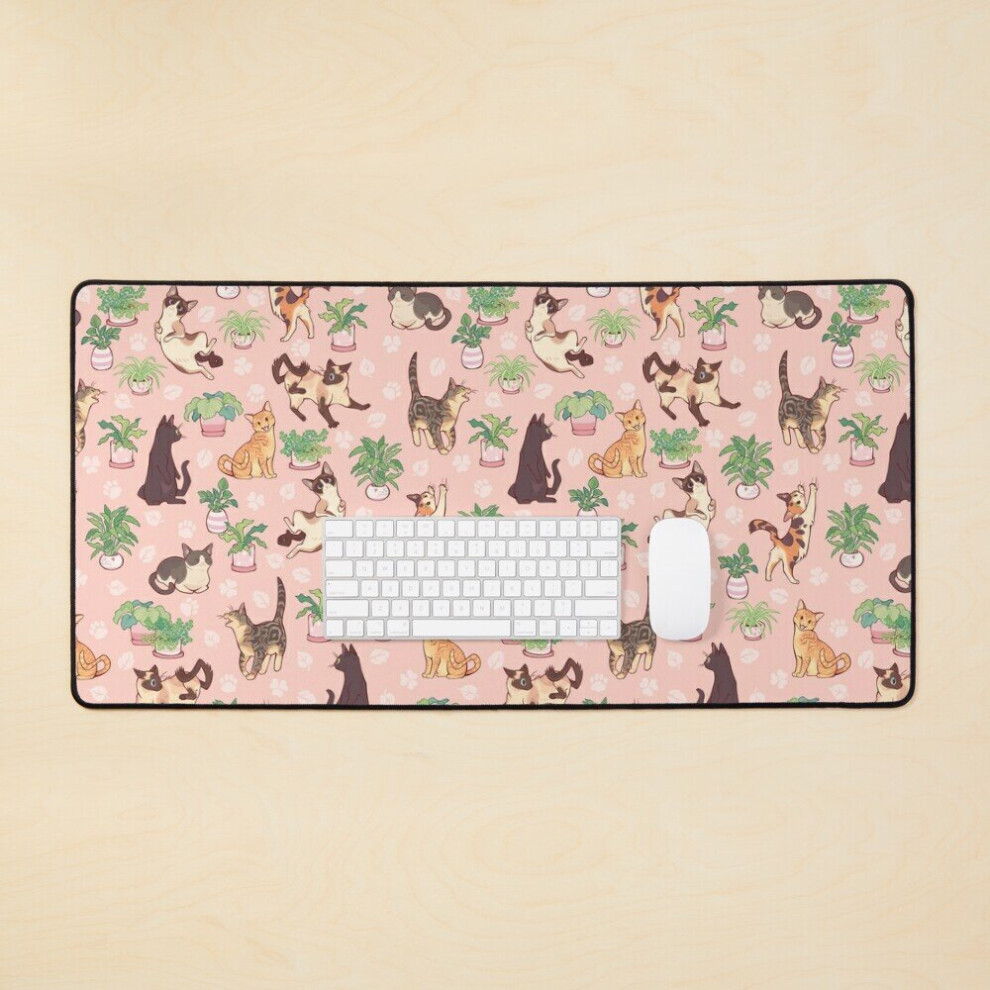 Desk Mat Cozy Michis In Large Gaming Mouse Pad 35X16 Inch Pink 7802738334203