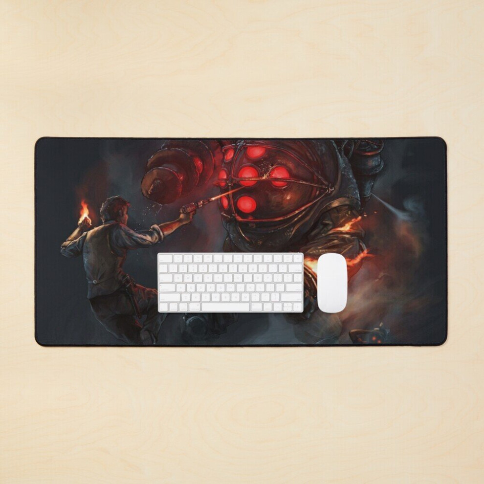Desk Mat Bioshock Evil Eyed Big Daddy Large Gaming Mouse Pad 35X16 Inch Red 7802738375756