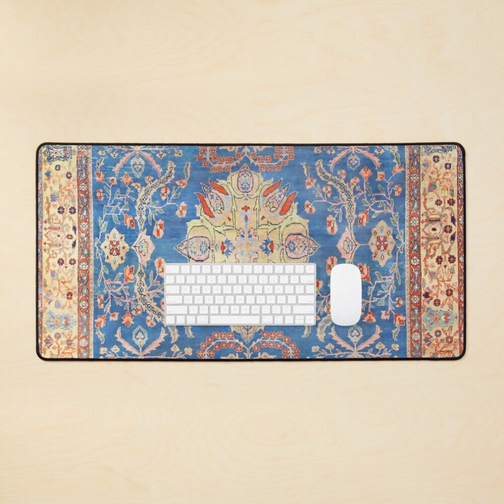 Desk Mat Persian Sultanabad Antique Rug Print Large Gaming Mouse Pad 35X16 Inch 7802738383454