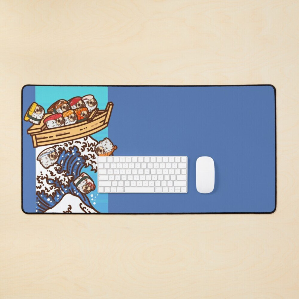 Desk Mat Sushi Puglie And The Great Wave Large Gaming Mouse Pad 35X16 Inch 7802738368611