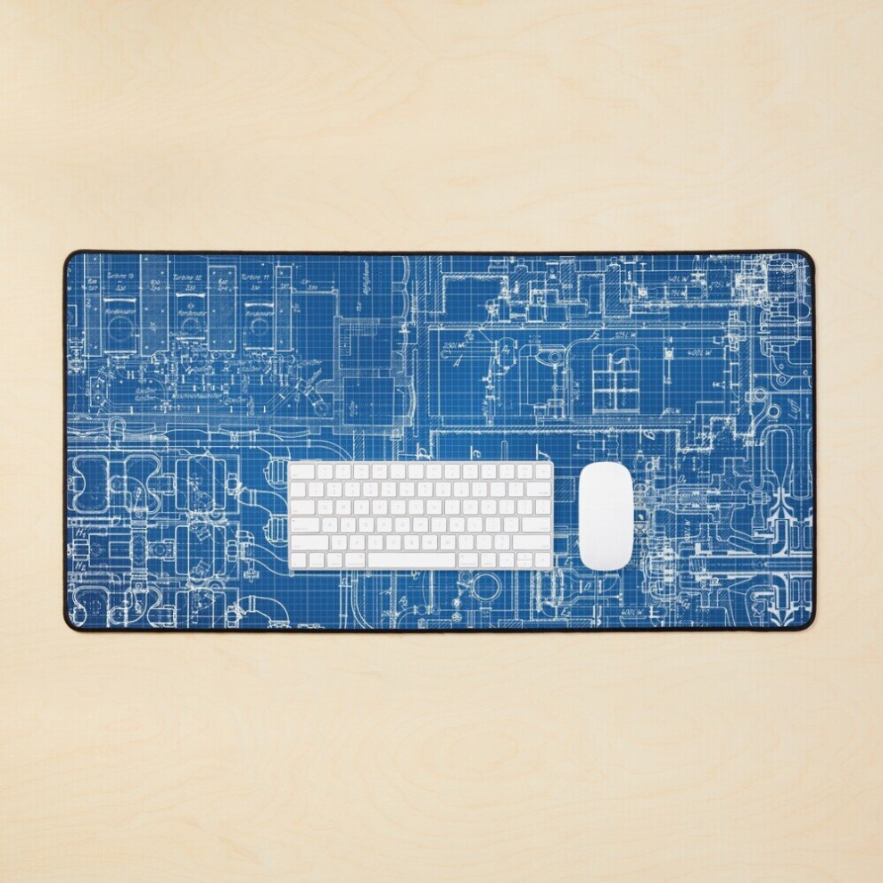 Desk Mat Steampunk Blues Large Gaming Mouse Pad 35X16 Inch 7802738350654