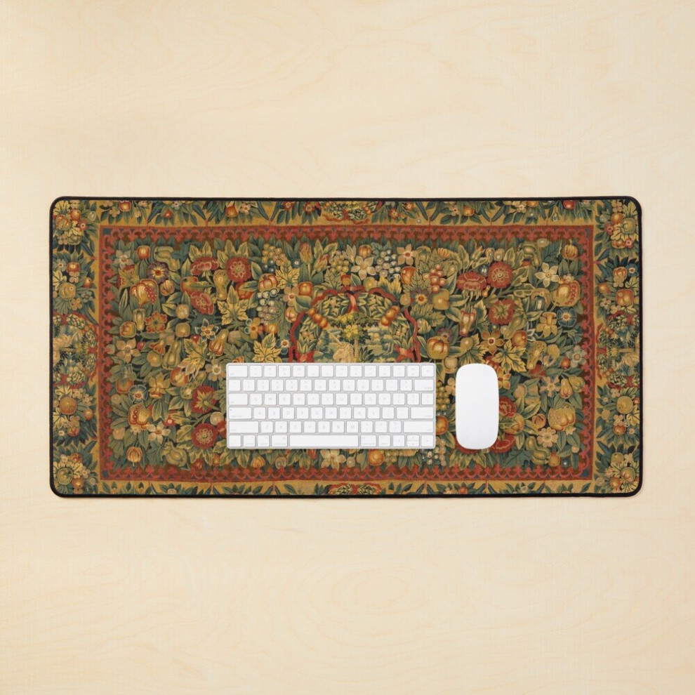 Desk Mat Medieval Unicorn Floral Tapestry Large Gaming Mouse Pad 35X16 Inch 7802738316674