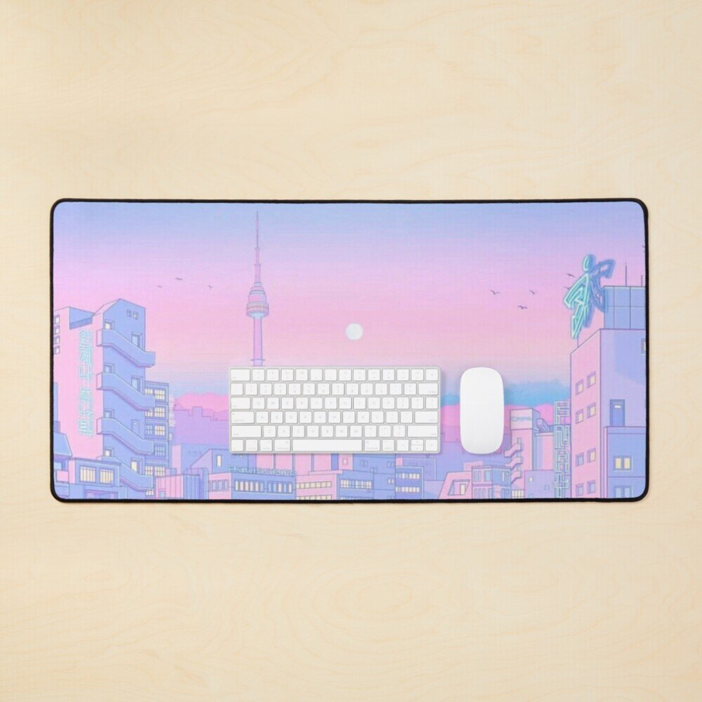 Desk Mat Pastel Japanese City Large Gaming Mouse Pad 35X16 Inch 7802738321715