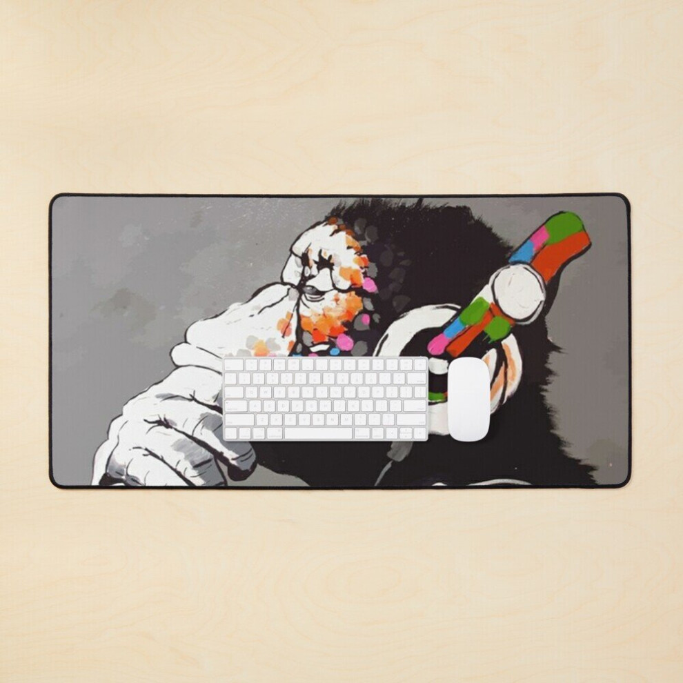 Desk Mat Banksy Dj Monkey Large Gaming Mouse Pad 35X16 Inch 7802738365795
