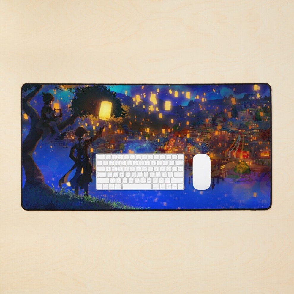 Desk Mat Genshin Impact Zhongli Scene Large Gaming Mouse Pad 35X16 Inch 7802738316711