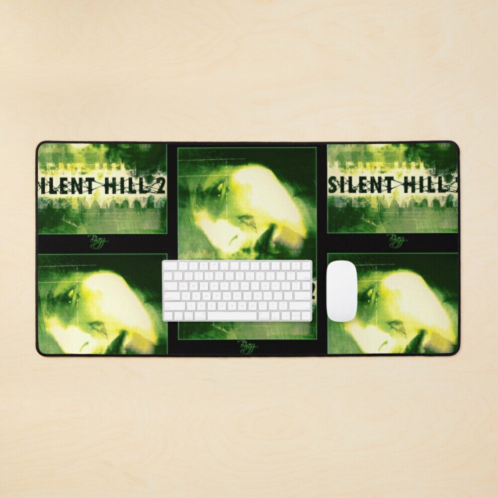 Desk Mat Silent Hill 2 - Ps2 Original Box Art ( Cover) (Neon) Large Gaming Mouse Pad 35X16 Inch Green 7802738379648
