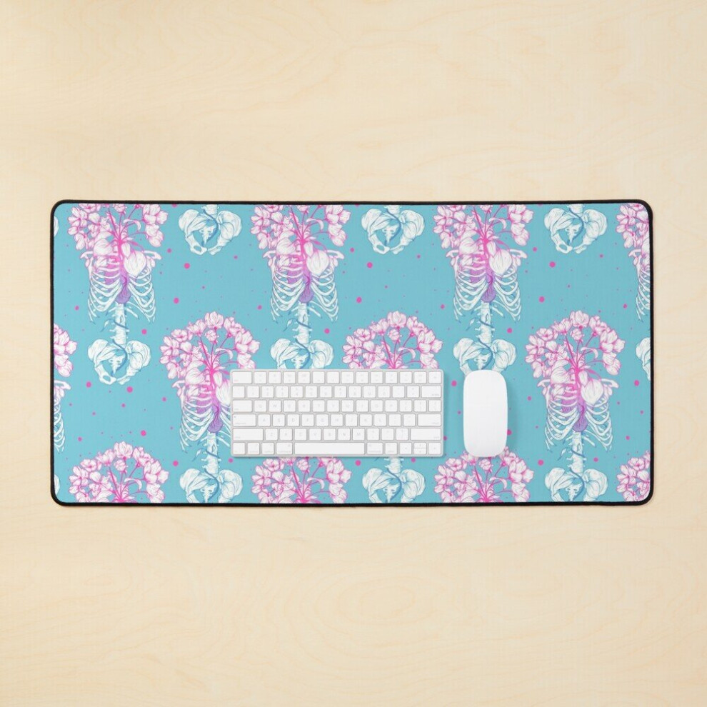 Desk Mat Hearts And Flowers Large Gaming Mouse Pad 35X16 Inch 7802738396591