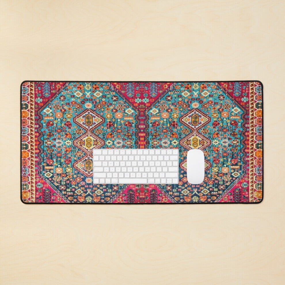 Desk Mat Oriental Colored Traditional Antique Moroccan Style Fabric Design Large Gaming Mouse Pad 35X16 Inch 7802738401226