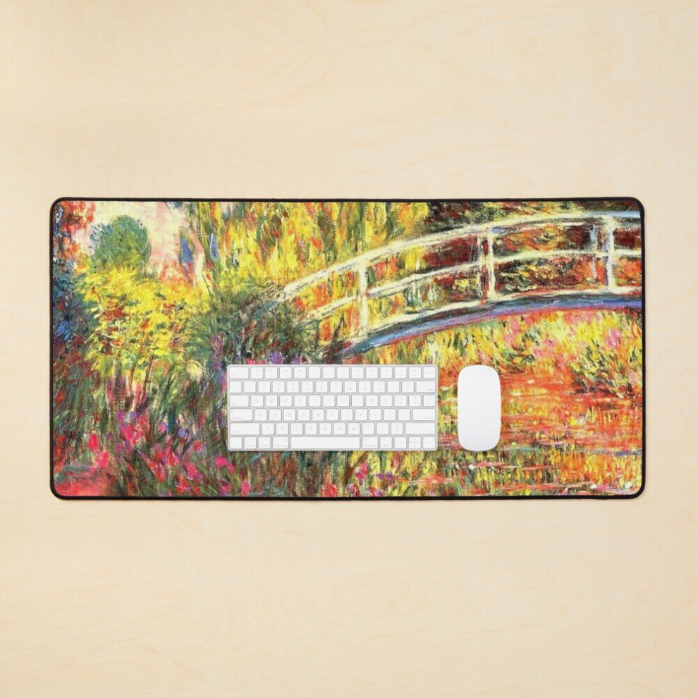 Desk Mat The Japanese Bridge By Monet Large Gaming Mouse Pad 35X16 Inch 7802738373363