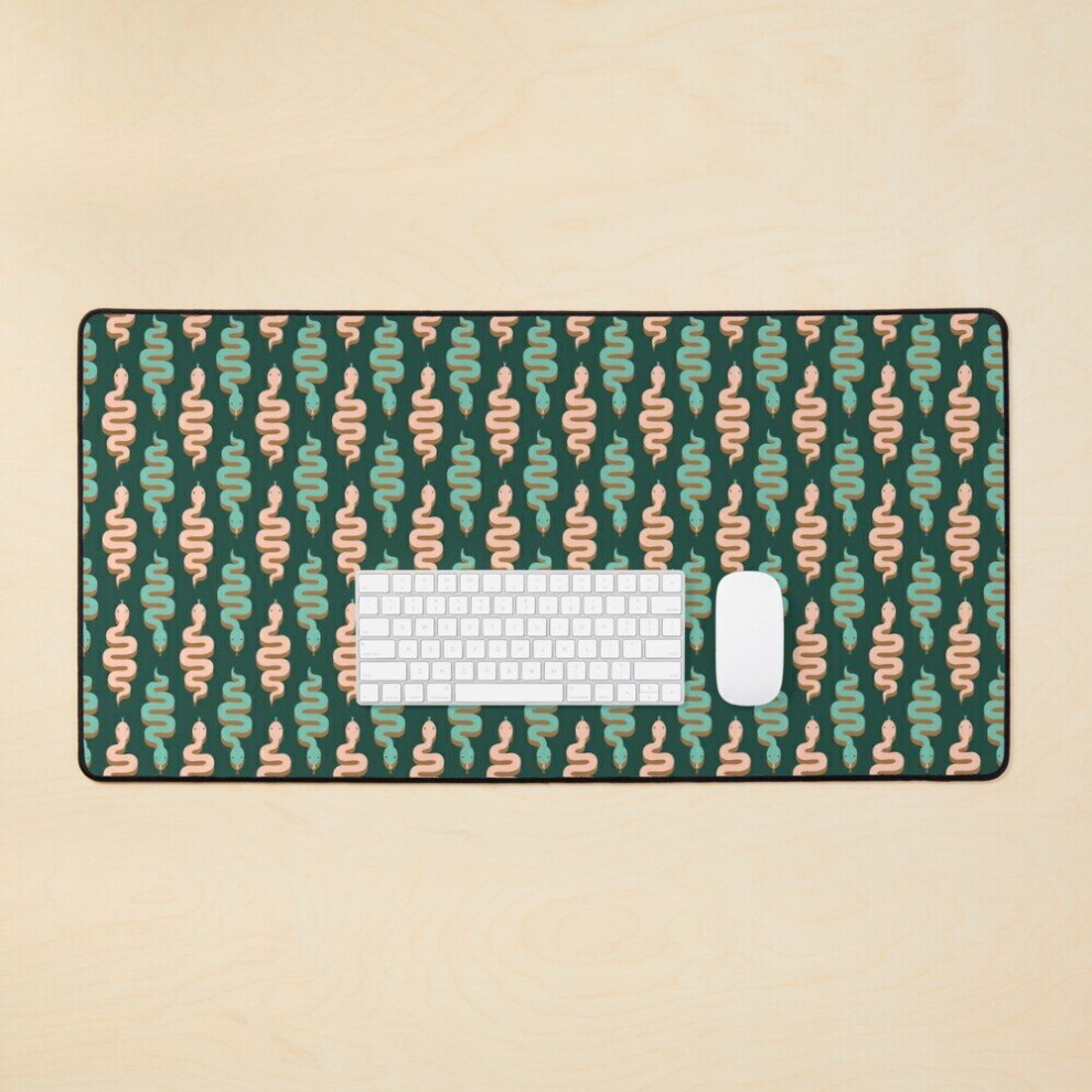 Desk Mat And Snakes Large Gaming Mouse Pad 35X16 Inch Pink/Green 7802738393613