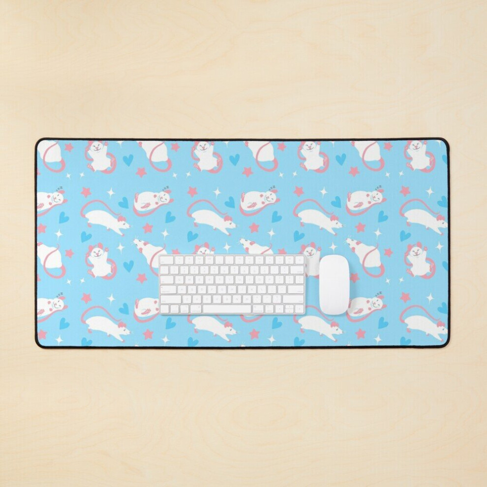 Desk Mat Trans Pride Rat Pattern Large Gaming Mouse Pad 35X16 Inch Blue 7802738348811