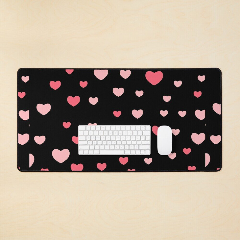 Desk Mat Valentine's Day Hearts - Hearts - Love Hearts Large Gaming Mouse Pad 35X16 Inch Dark 7802738362107