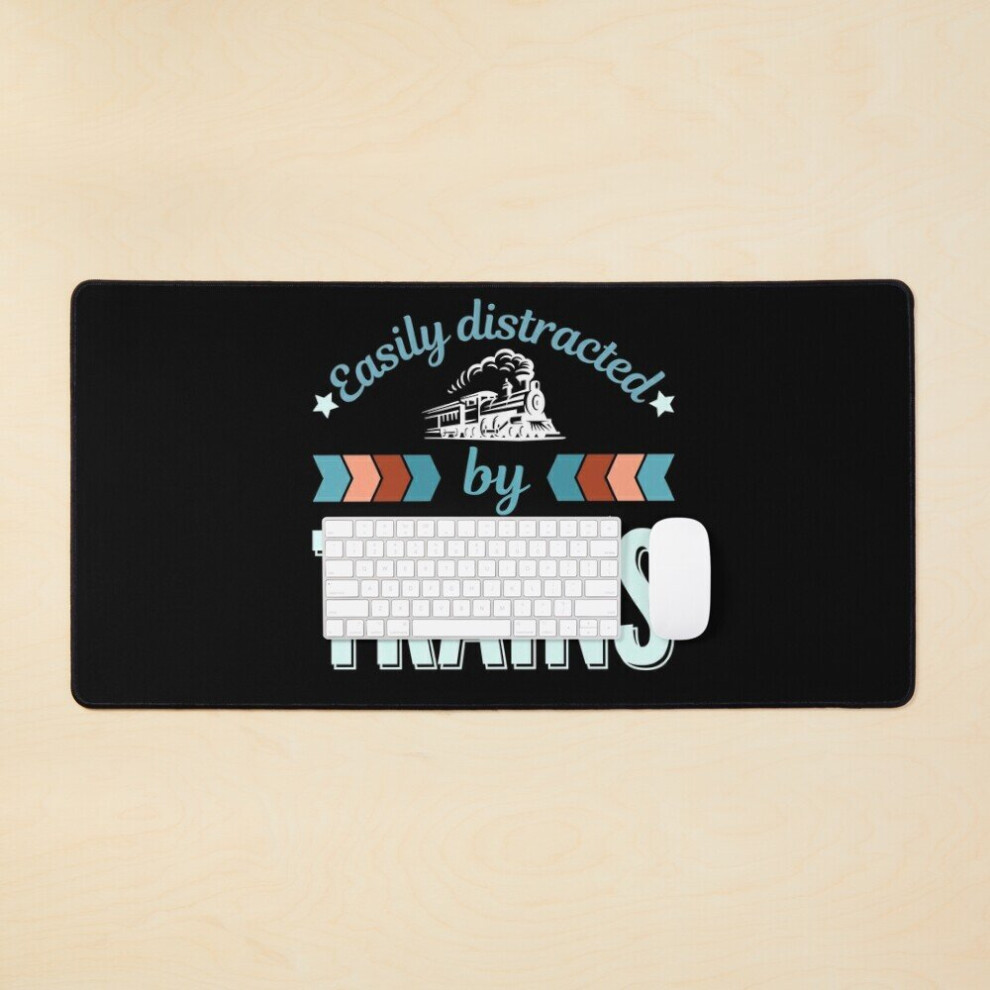 Desk Mat Easily Distracted By Trains Large Gaming Mouse Pad 35X16 Inch 7802738366310