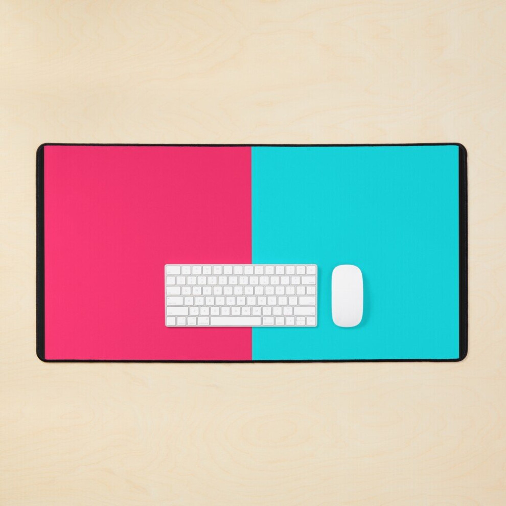 Desk Mat Half Half Large Gaming Mouse Pad 35X16 Inch Pink/Cyan 7802738370805