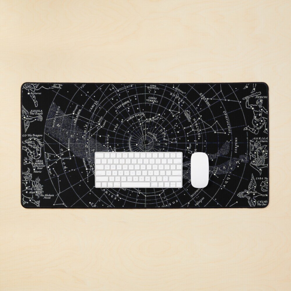 Desk Mat The Northern Heavens : Vintage Star Map Print Large Gaming Mouse Pad 35X16 Inch 7802738329278
