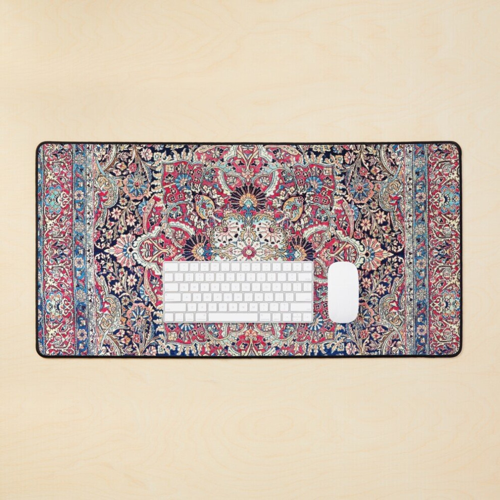 Desk Mat Kashan Central Persian Rug Print Large Gaming Mouse Pad 35X16 Inch 7802738364019