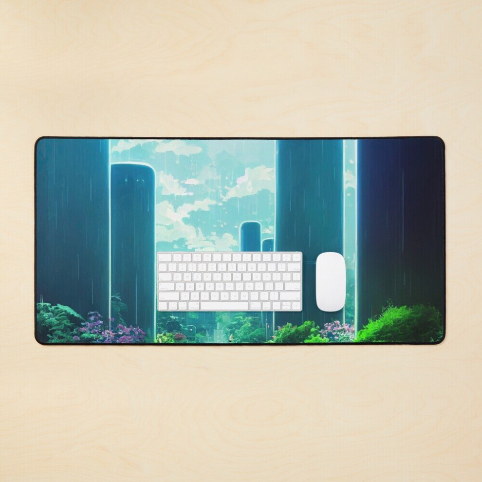 Desk Mat Copy Of Futuristic Park In The City Large Gaming Mouse Pad 35X16 Inch 7802738372946