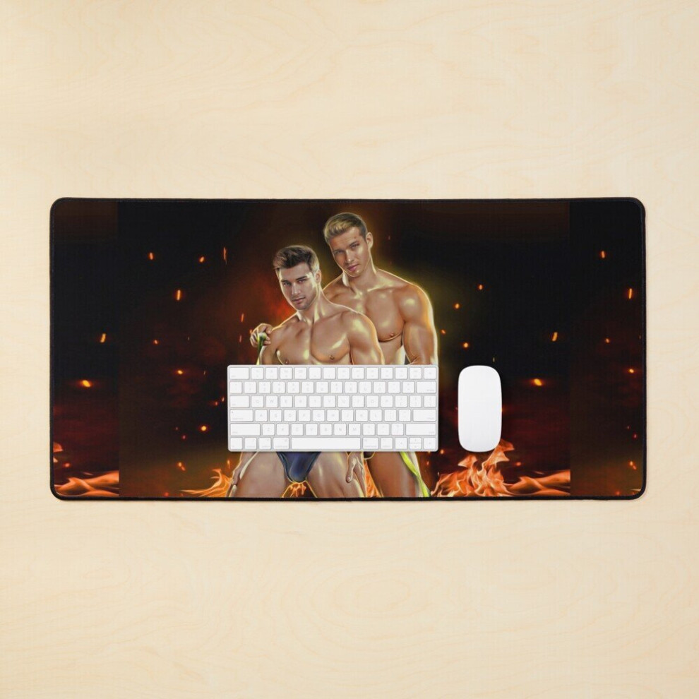 Desk Mat Fire Couple 2 Large Gaming Mouse Pad 35X16 Inch 7802738356021