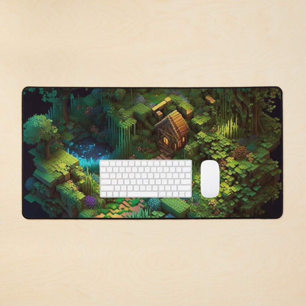 Desk Mat My Small Worlds : Jungle Cottage Large Gaming Mouse Pad 35X16 Inch 7802738373509