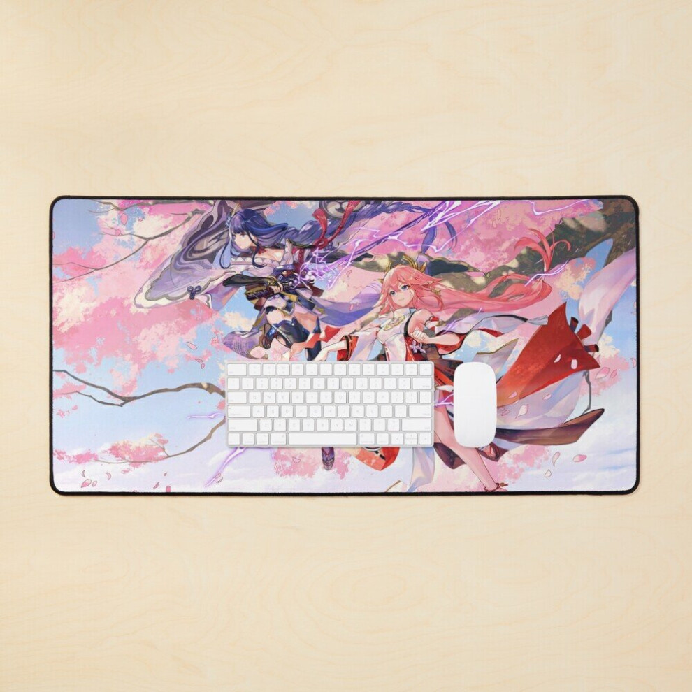 Desk Mat Sakura Raiden Yae Miko Genshin Impact Large Gaming Mouse Pad 35X16 Inch 7802738378603