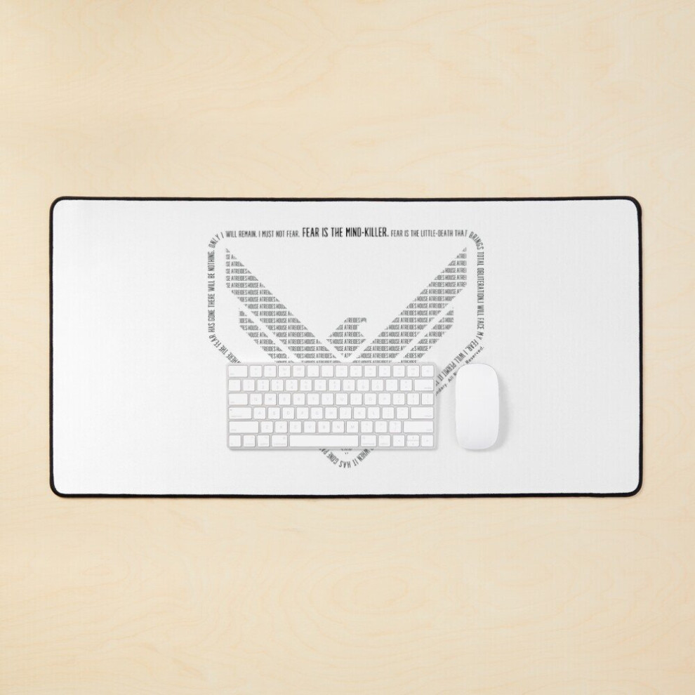 Desk Mat Dune 2022 - House Atreides - Fear Litany - Word Art Badge Large Gaming Mouse Pad 35X16 Inch White 7802738369915