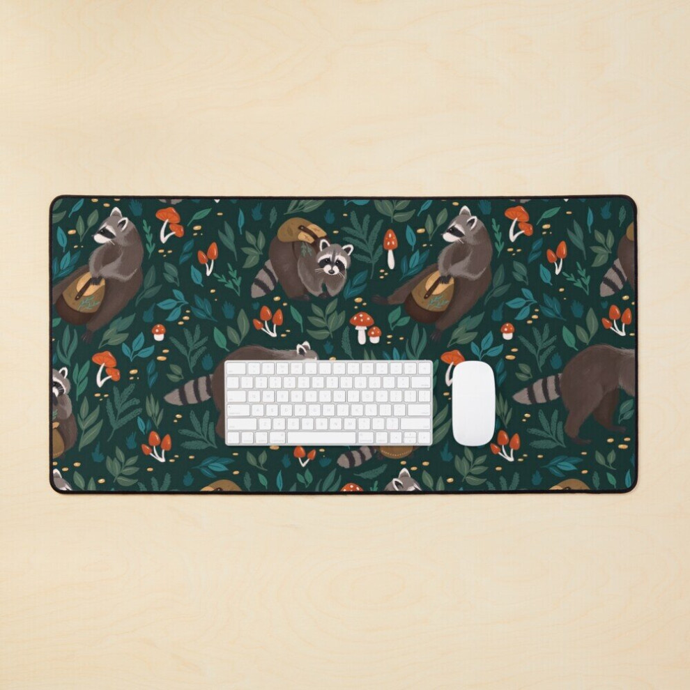 Desk Mat Raccoons Large Gaming Mouse Pad 35X16 Inch Green 7802738312546